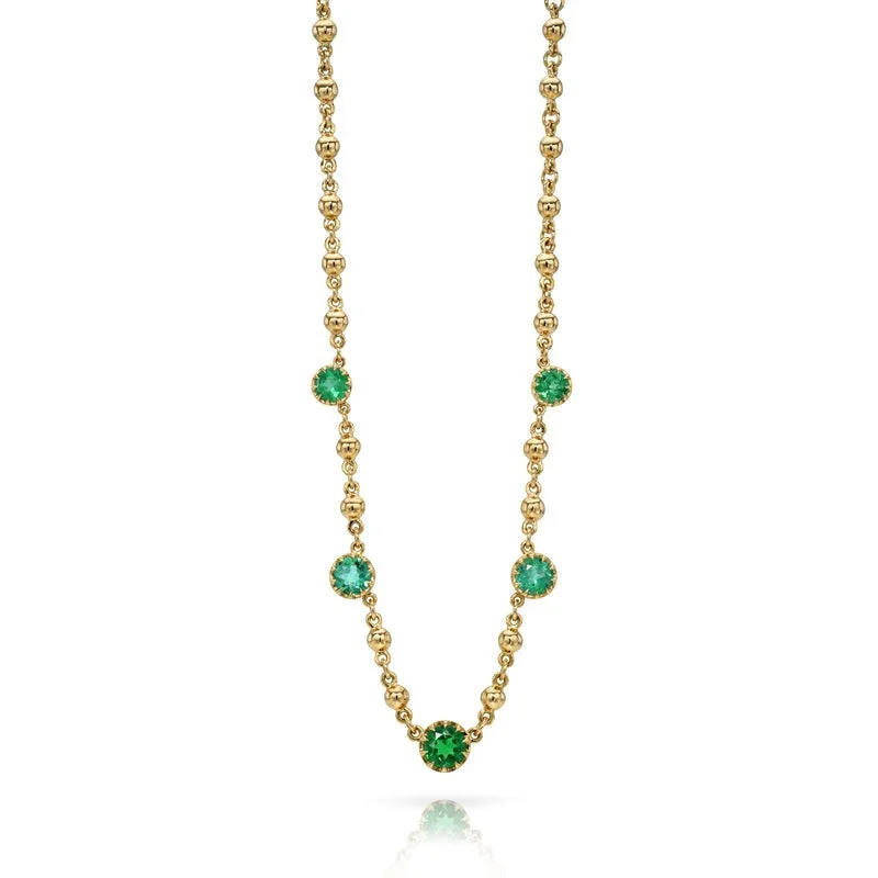 Single Stone Five-Stone Emerald Rosalina Necklace