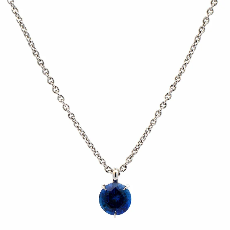 18K White Gold Blue Sapphire Necklace