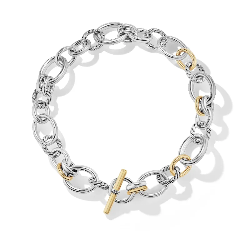 DY Mercer™ Necklace in Sterling Silver with 18K Yellow Gold and Pavé Diamonds