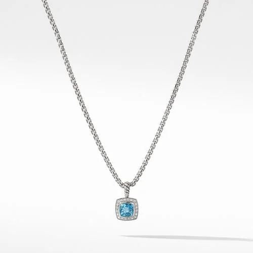 Pendant Necklace with Blue Topaz and Diamonds