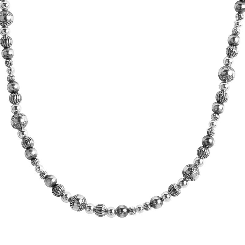 Sterling Silver Native Pearl Mixed Beads Toggle Necklace, 20 Inches